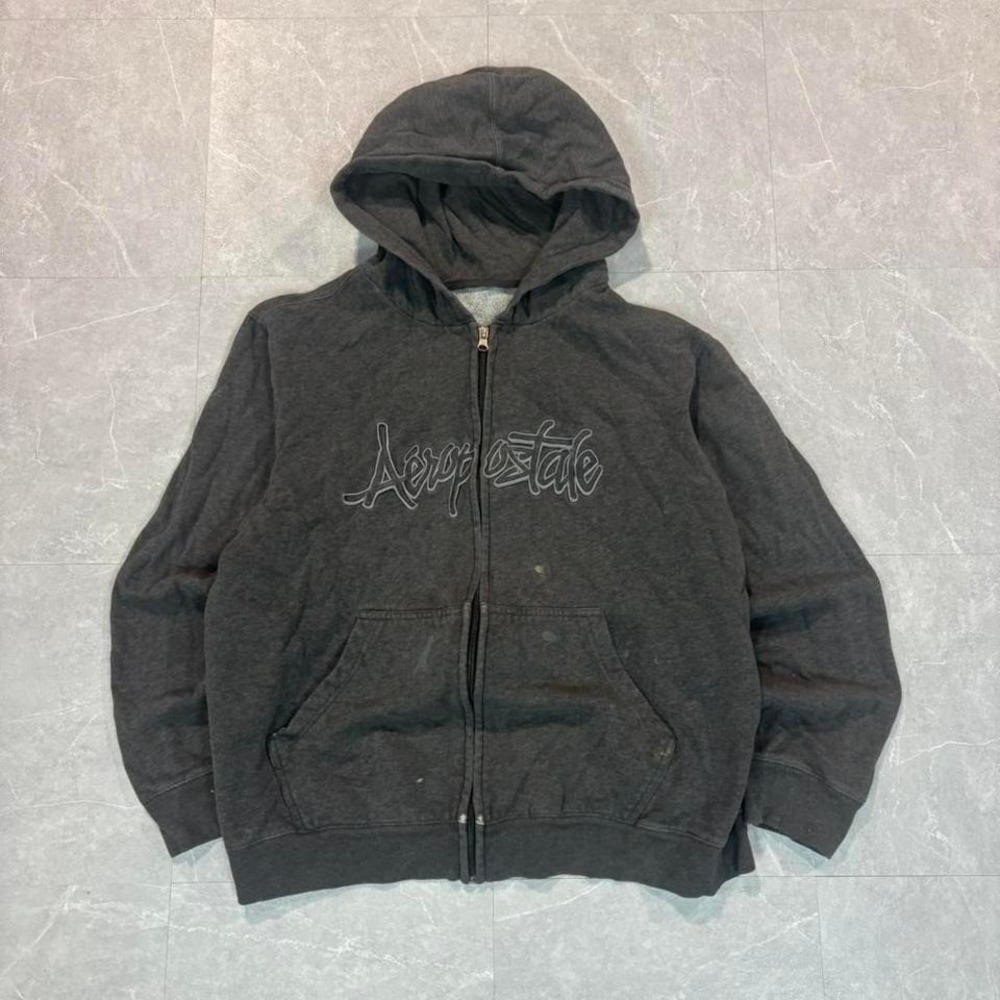 Aeropostale grey zip up hoodie‎ #skater #y2k